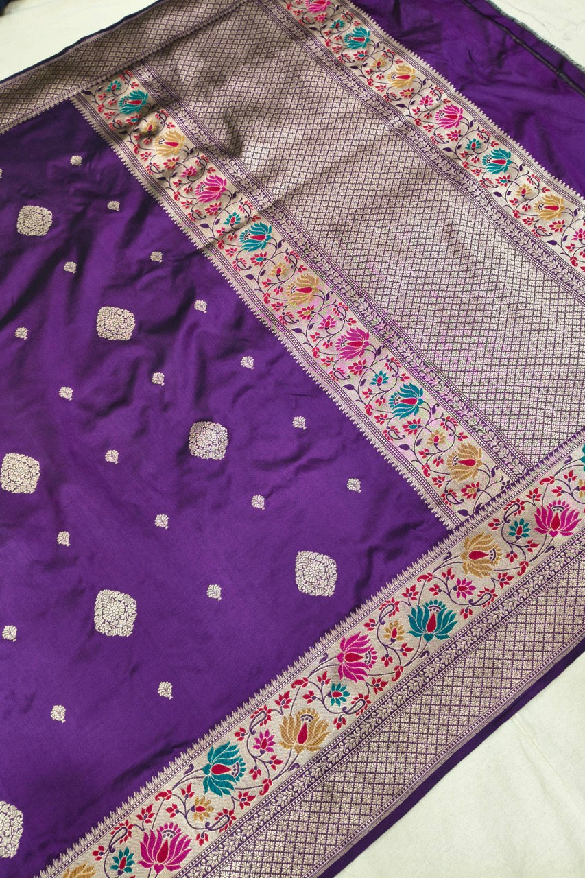 Deep Orchid Handwoven Katan Silk Saree