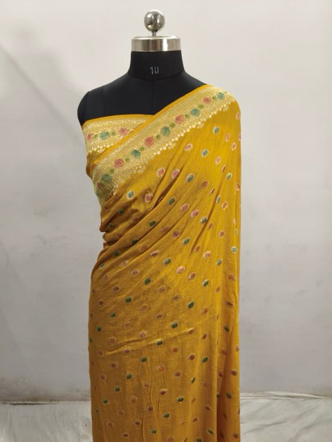 Pure Munga Tussar Silk Saree in Yellow