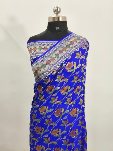 Royal Blue Khaddi Georgette Saree