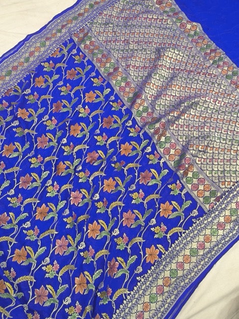 Royal Blue Khaddi Georgette Saree