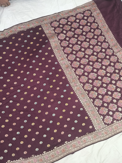 Pure Munga Tussar Silk Saree in Brown