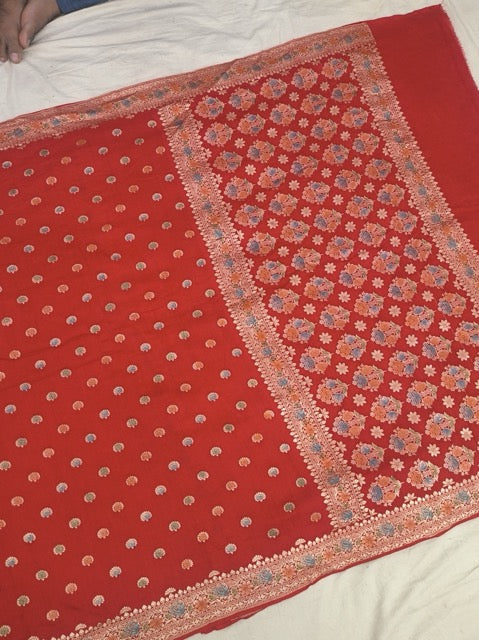 Pure Munga Tussar Silk Saree in Red