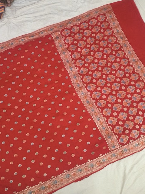 Pure Munga Tussar Silk Saree in Red