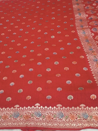 Pure Munga Tussar Silk Saree in Red