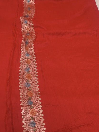 Pure Munga Tussar Silk Saree in Red