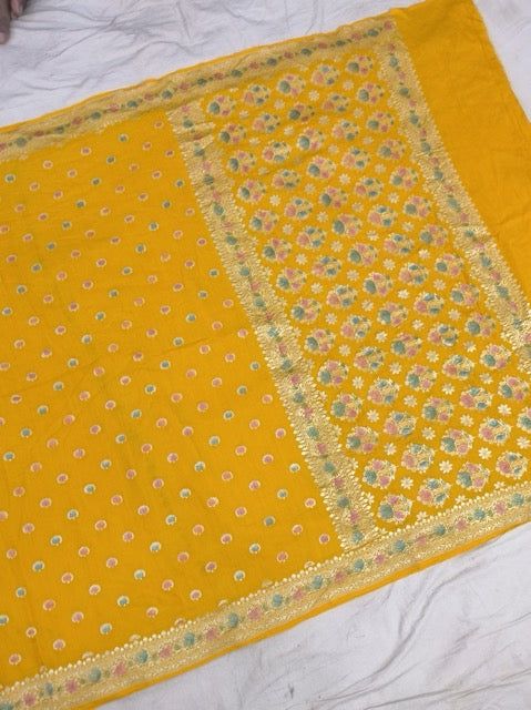 Pure Munga Tussar Silk Saree in Yellow