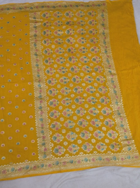 Pure Munga Tussar Silk Saree in Yellow