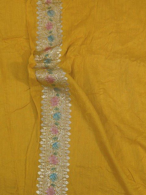 Pure Munga Tussar Silk Saree in Yellow