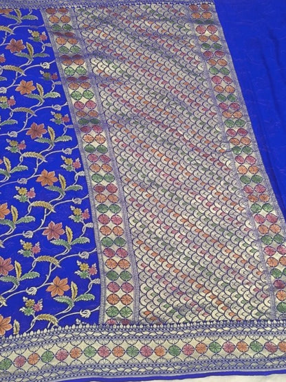 Royal Blue Khaddi Georgette Saree