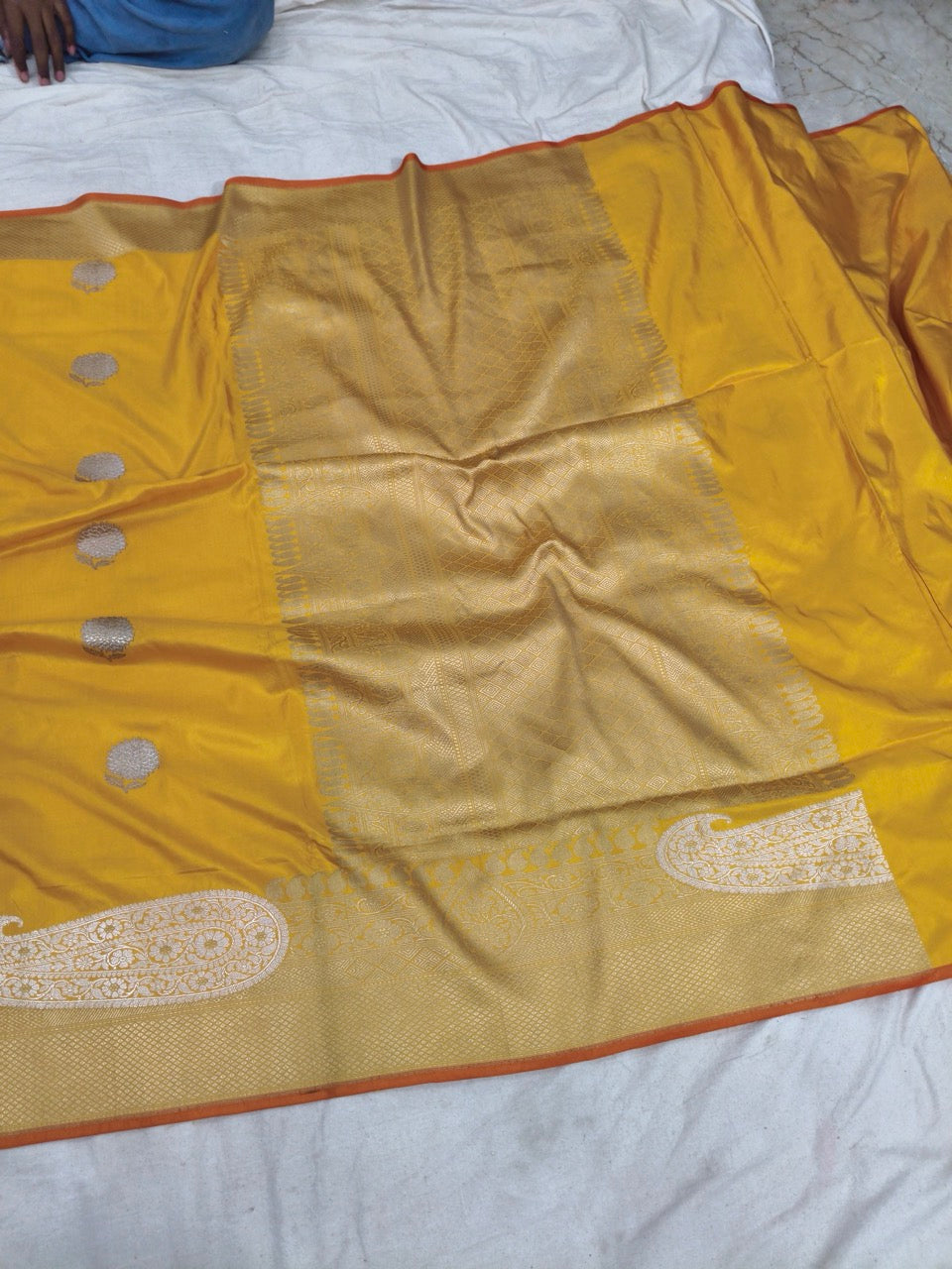 Pure Katan Silk Handwoven Banarasi Saree in Yellow