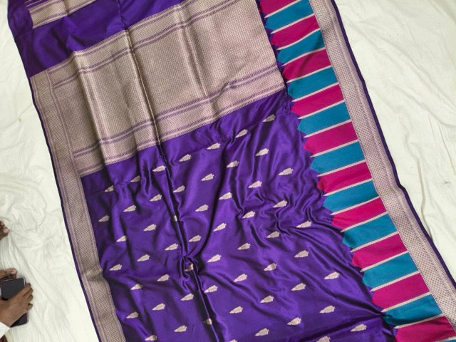 Pure Katan Silk Handwoven Banarasi Saree in Royal Purple