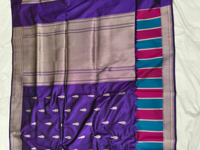 Pure Katan Silk Handwoven Banarasi Saree in Royal Purple