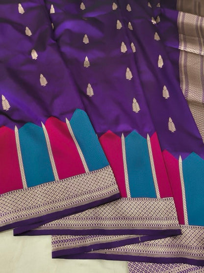 Pure Katan Silk Handwoven Banarasi Saree in Royal Purple