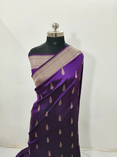 Pure Katan Silk Handwoven Banarasi Saree in Royal Purple