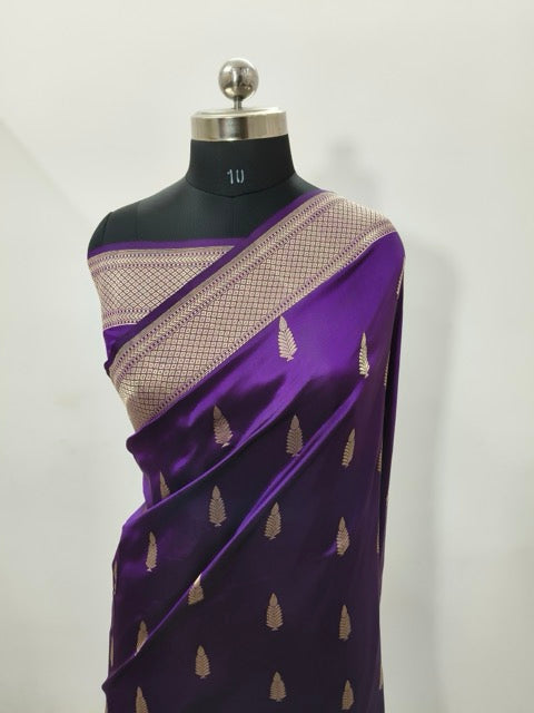 Pure Katan Silk Handwoven Banarasi Saree in Royal Purple