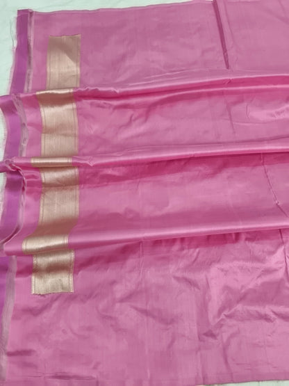 Pure Katan Silk Tanchui Saree in Light Pink