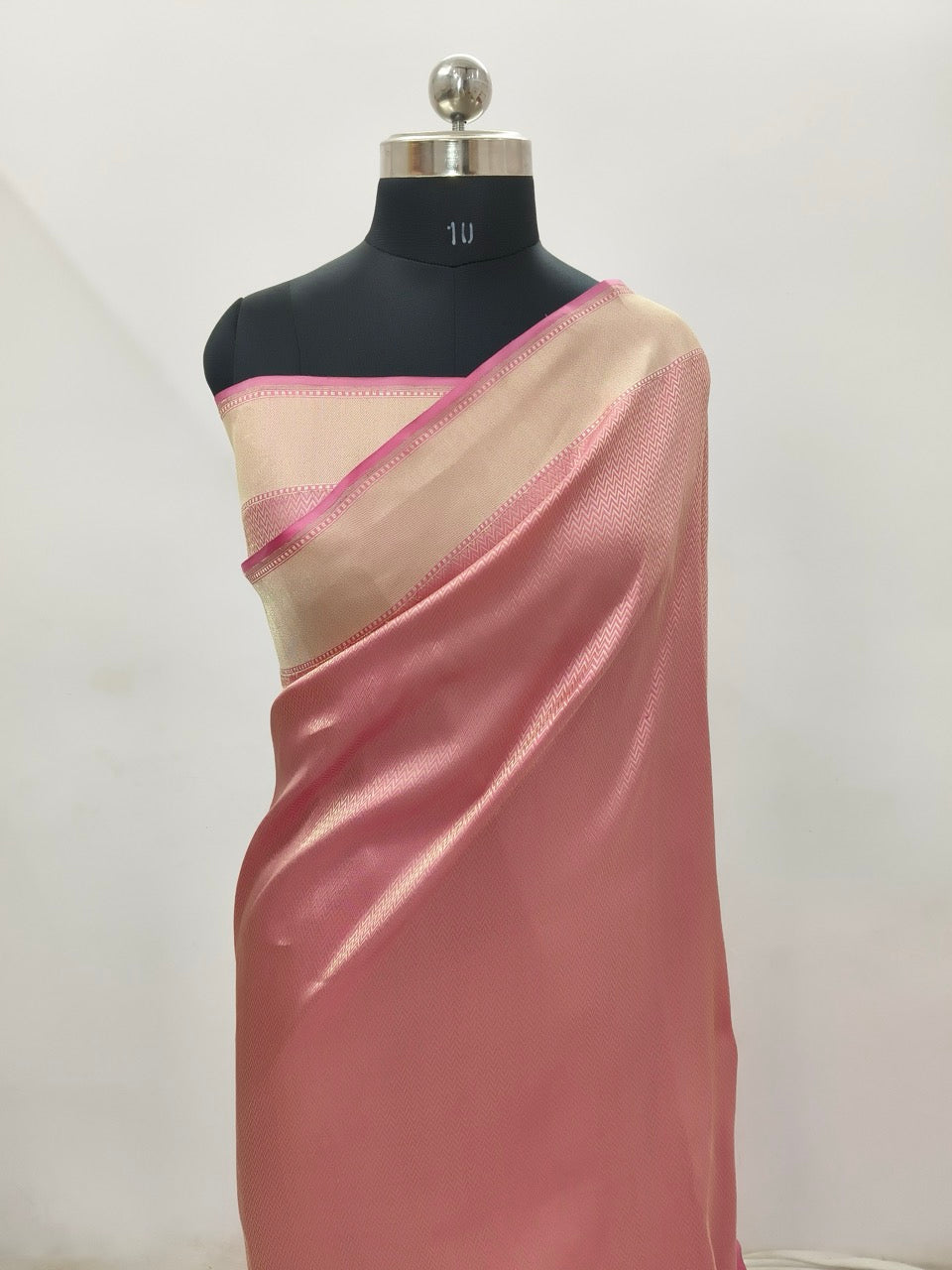 Pure Katan Silk Tanchui Saree in Light Pink