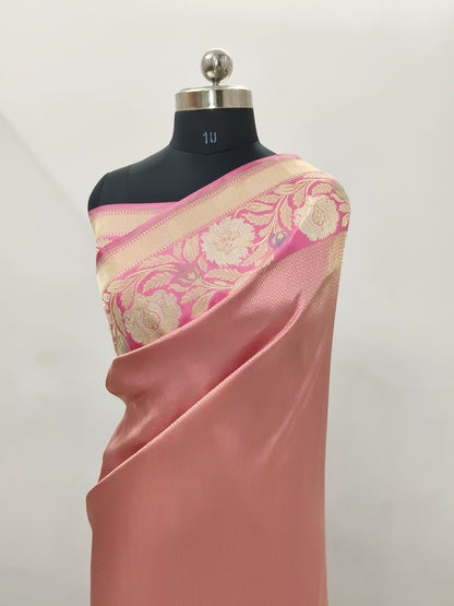 Pure Katan Silk Tanchui Saree in Light Pink