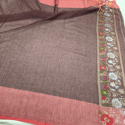 Pure Cotton Ektara Tilfi Jamdani Cutwork Banarasi Saree