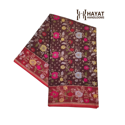 Pure Cotton Ektara Tilfi Jamdani Cutwork Banarasi Saree