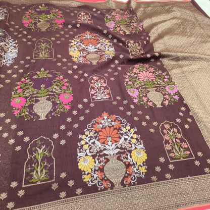 Pure Cotton Ektara Tilfi Jamdani Cutwork Banarasi Saree