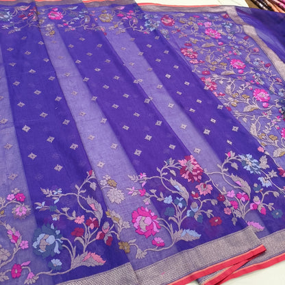 Pure Cotton Ektara Tilfi Jamdani Cutwork Banarasi Saree
