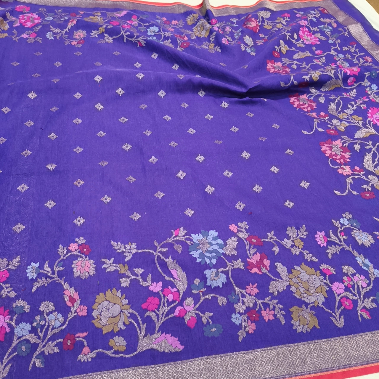 Pure Cotton Ektara Tilfi Jamdani Cutwork Banarasi Saree