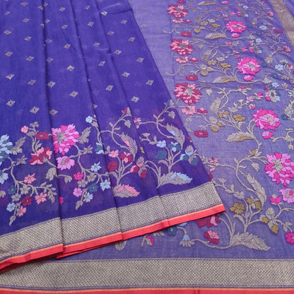 Pure Cotton Ektara Tilfi Jamdani Cutwork Banarasi Saree