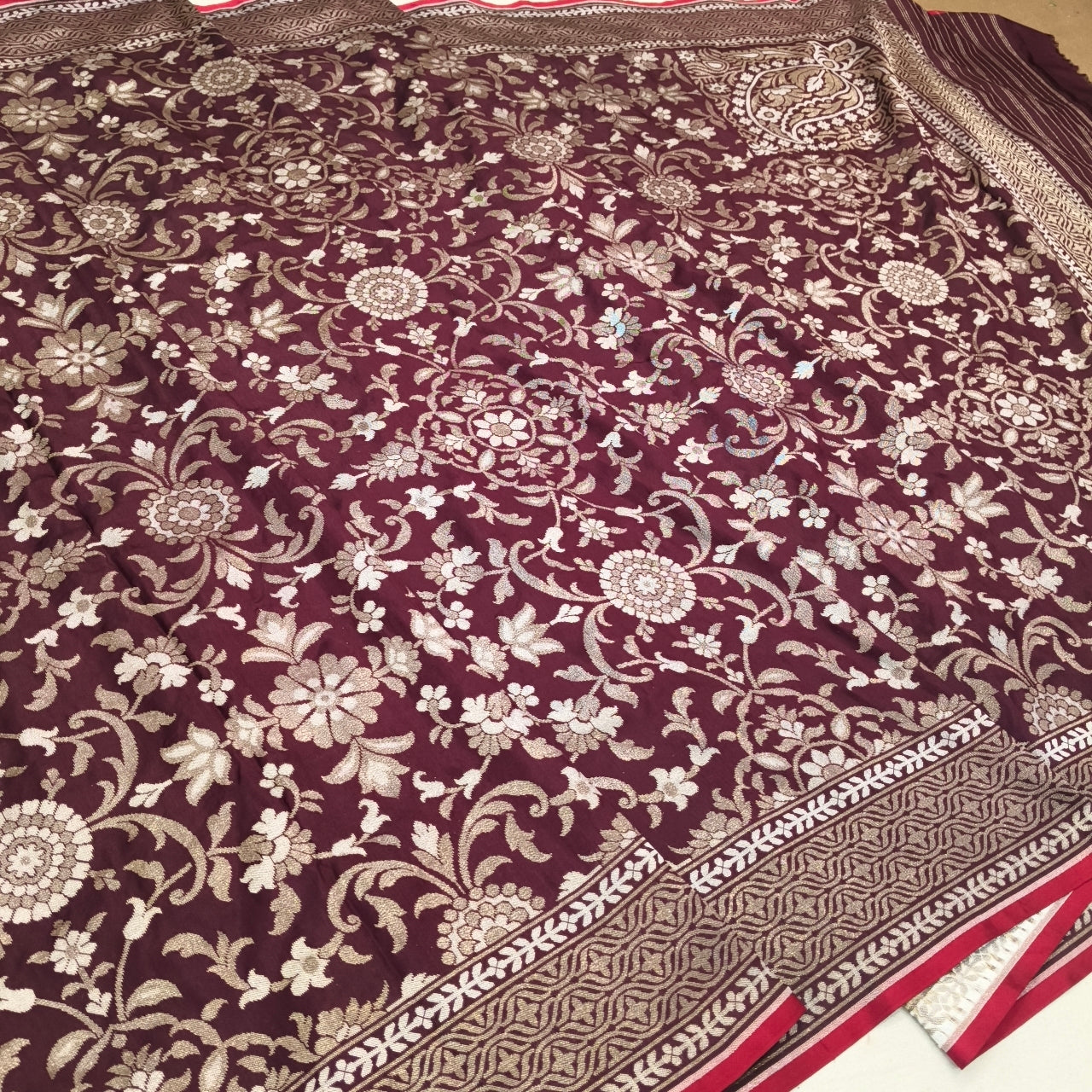 Pure Katan Silk Ektara Cutwork Jamdani Banarasi Saree