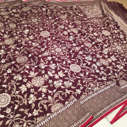Pure Katan Silk Ektara Cutwork Jamdani Banarasi Saree