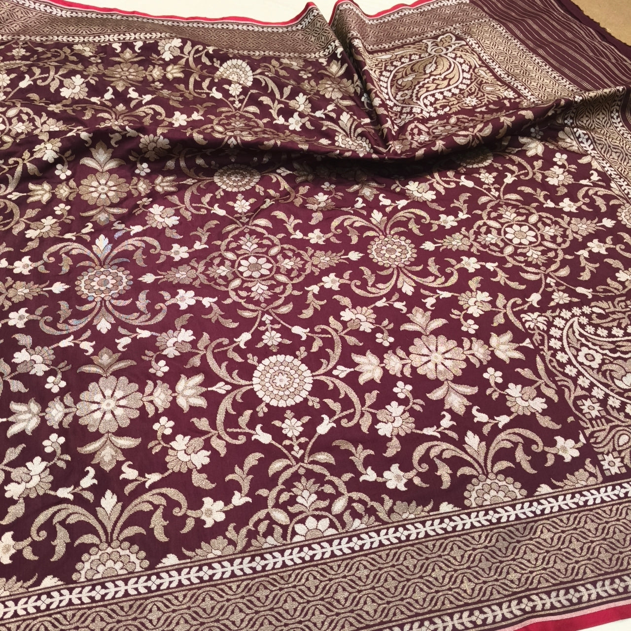 Pure Katan Silk Ektara Cutwork Jamdani Banarasi Saree