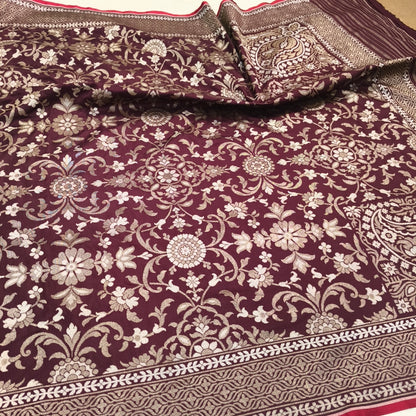 Pure Katan Silk Ektara Cutwork Jamdani Banarasi Saree