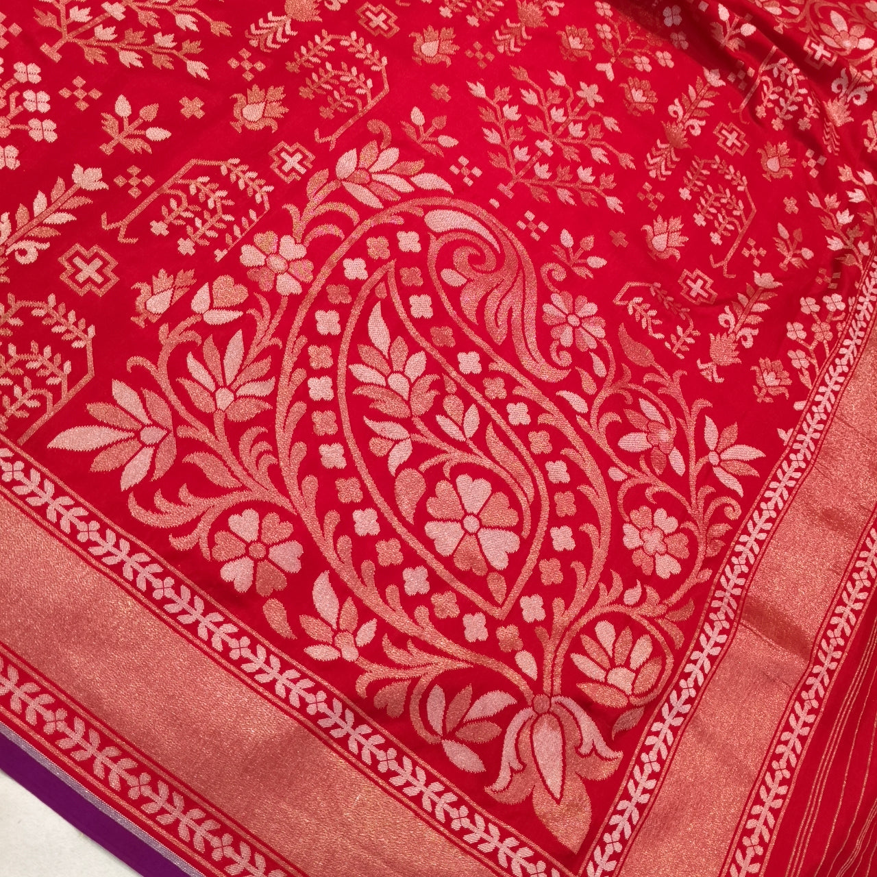 Pure Katan Silk Ektara Cutwork Jamdani Banarasi Saree