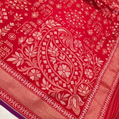 Pure Katan Silk Ektara Cutwork Jamdani Banarasi Saree