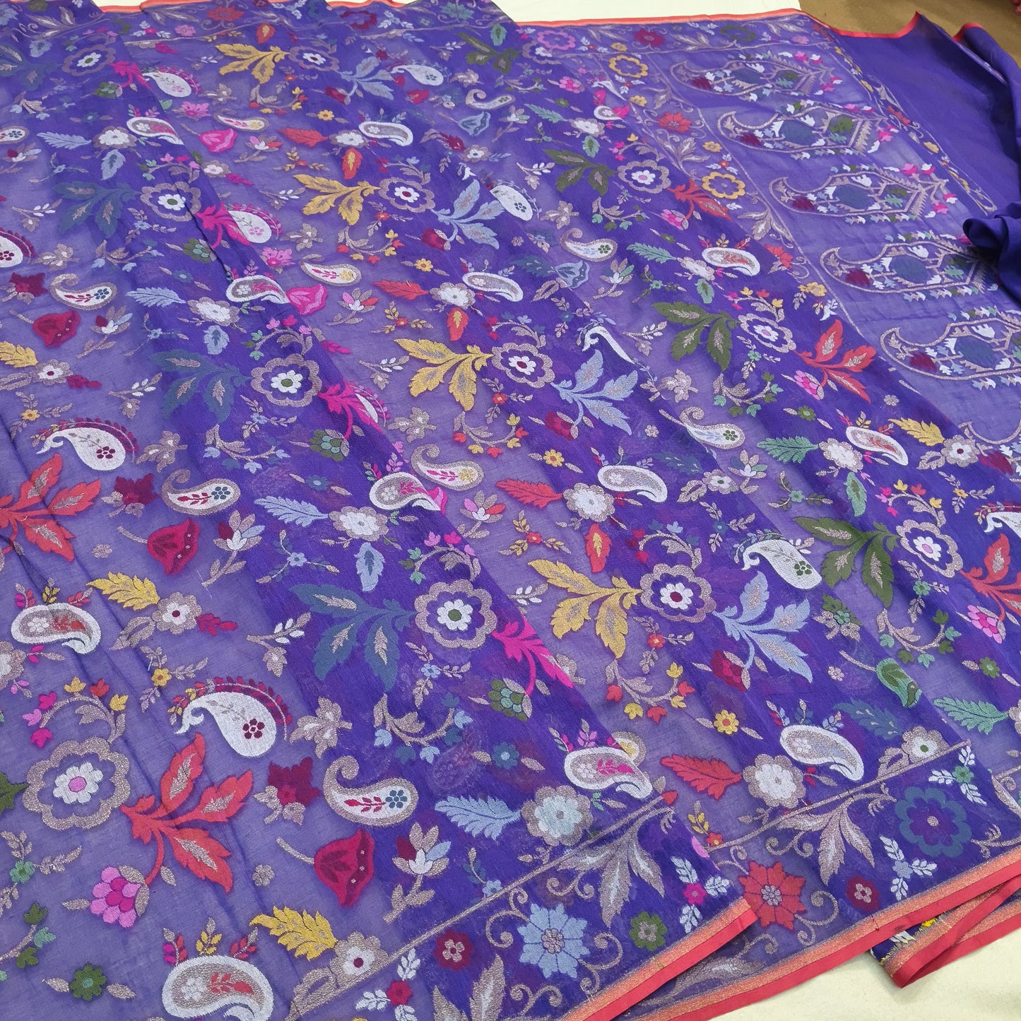 Pure Cotton Ektara Cutwork Jamdani Banarasi Saree