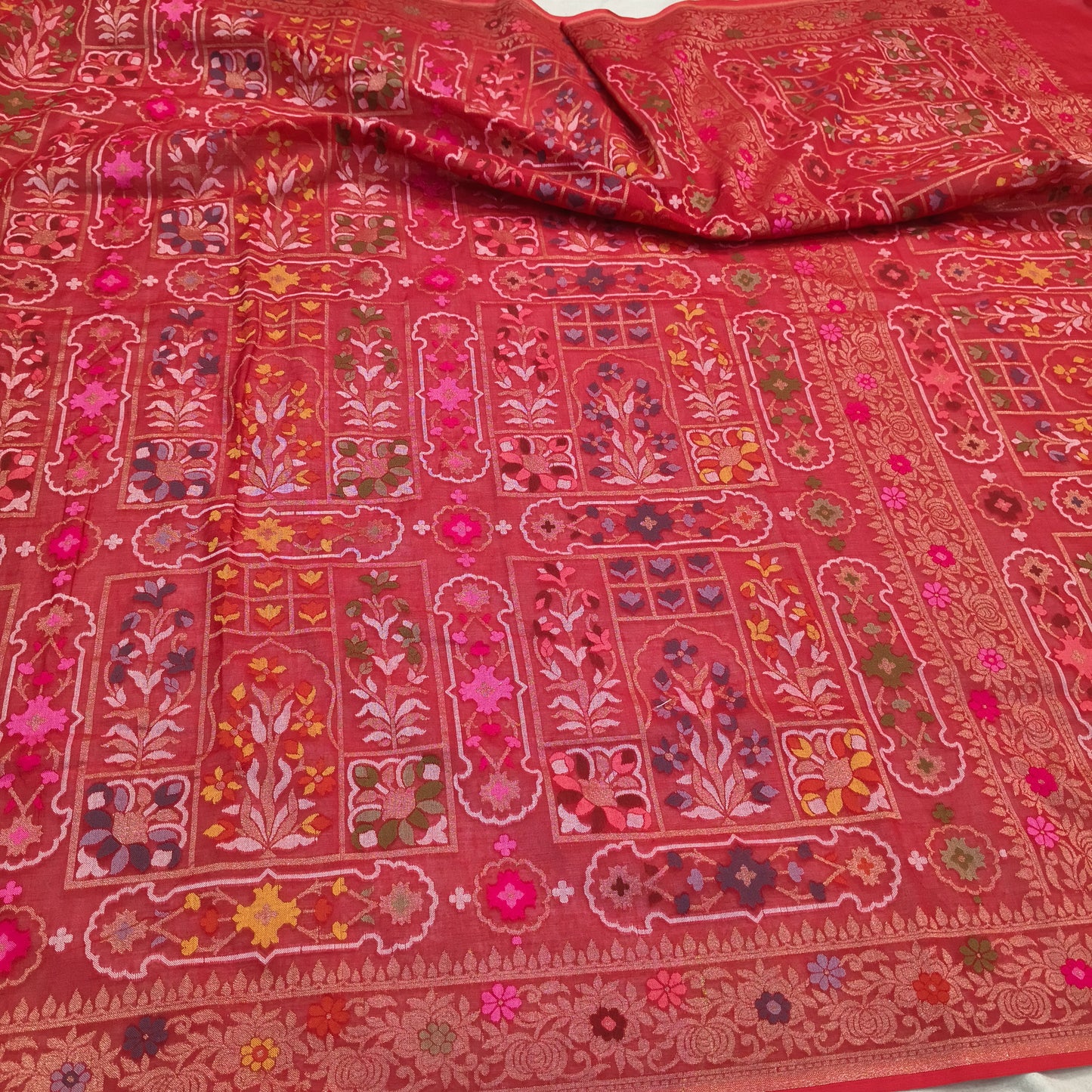 Pure Cotton Ektara Cutwork Jamdani Banarasi Saree