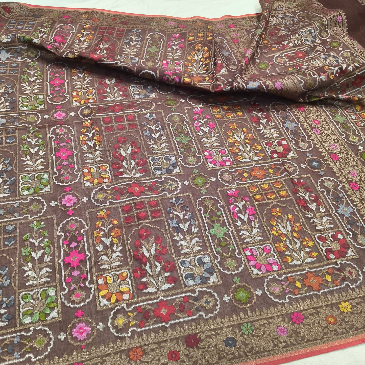 Pure Cotton Ektara Cutwork Jamdani Banarasi Saree