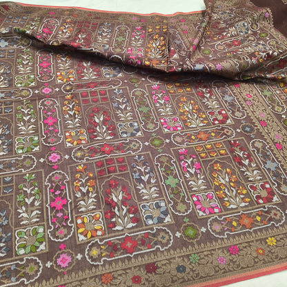 Pure Cotton Ektara Cutwork Jamdani Banarasi Saree