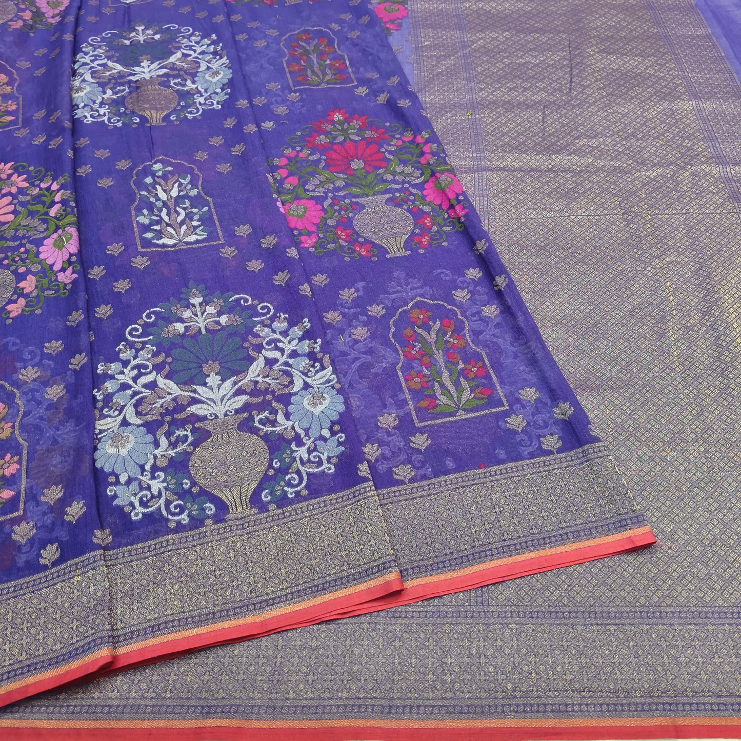 Pure Cotton Ektara Tilfi Cutwork Jamdani Banarasi Saree