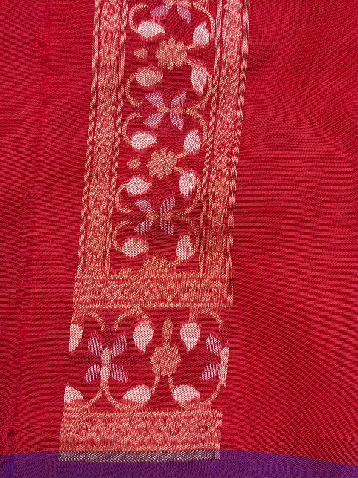 Red  Banarasi Kora Jamdani Silk Handwoven saree