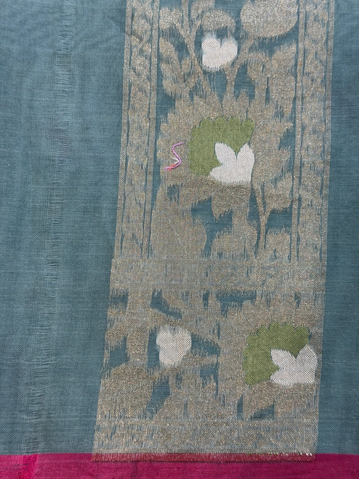 Grey Banarasi Kora Jamdani Silk Handwoven saree
