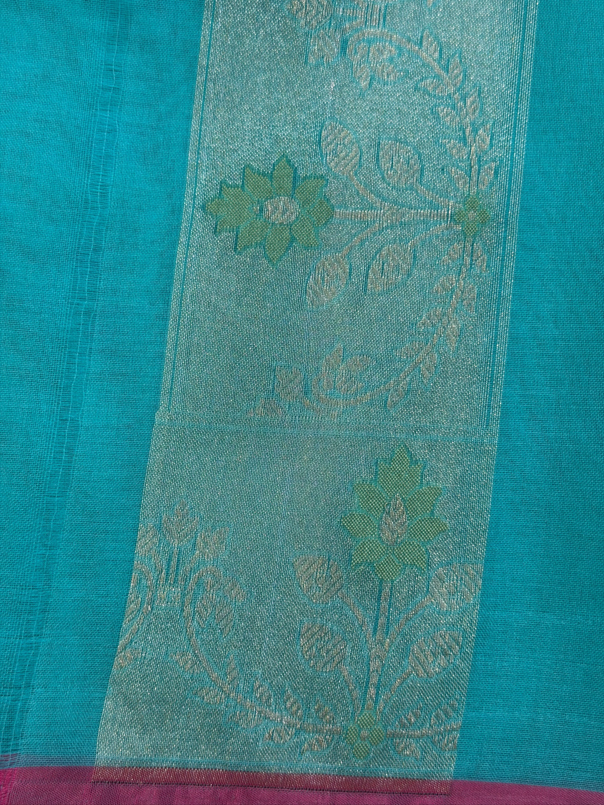 Sea Blue Banarasi Kora Jamdani Silk Handwoven saree