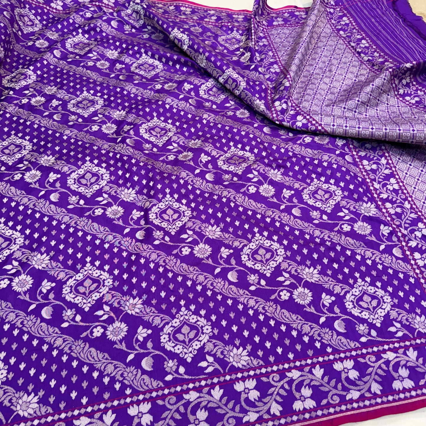 Pure Katan Silk Ektara Cutwork Jamdani Banarasi eSare