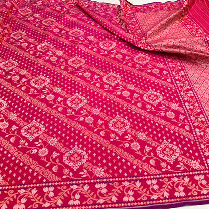 Pure Katan Silk Ektara Cutwork Jamdani Banarasi eSare
