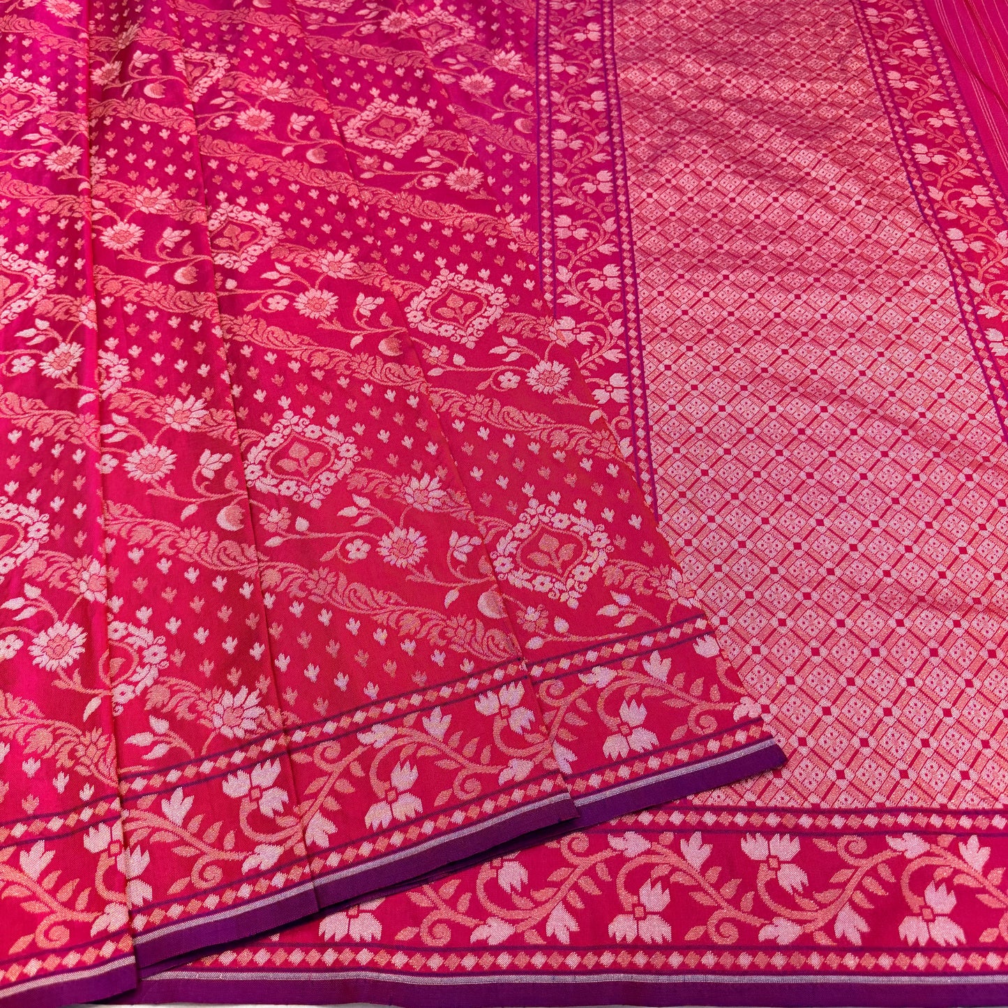 Pure Katan Silk Ektara Cutwork Jamdani Banarasi eSare