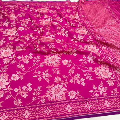 Pure Katan Silk Ektara Cutwork Jamdani Banarasi Saree