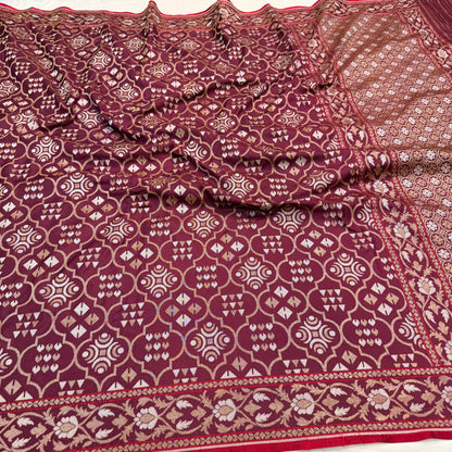 Pure Katan Silk Ektara Cutwork Jamdani Banarasi Saree