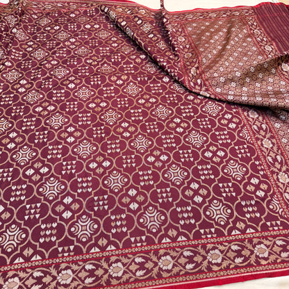 Pure Katan Silk Ektara Cutwork Jamdani Banarasi Saree