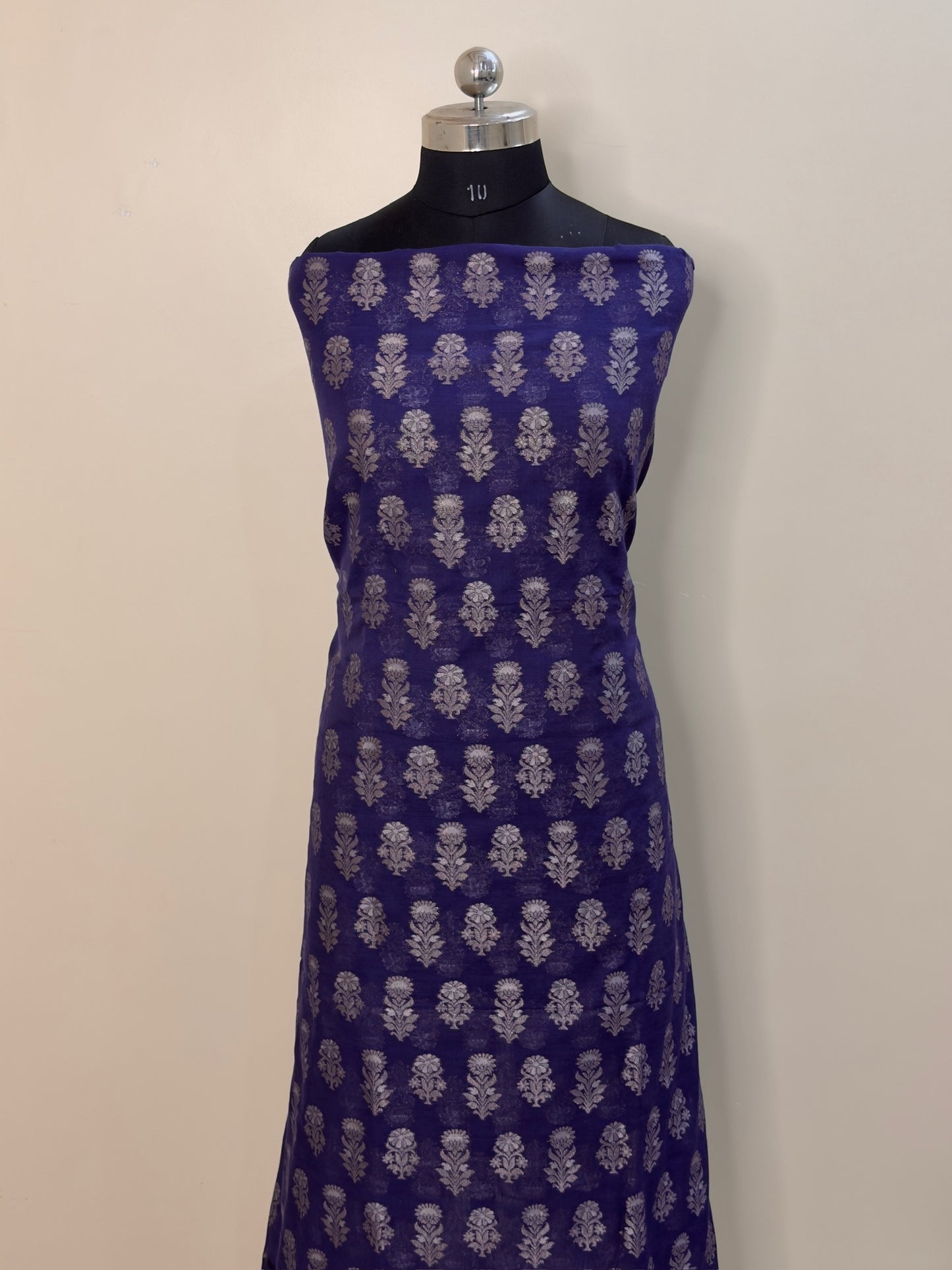 Purple Pure Cotton Jamdani Silk  Suit Set with Dupatta