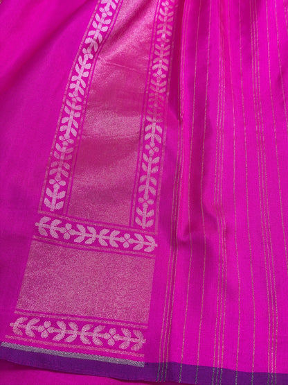 Hot Pink Pure Banarasi Ektara Jamdani Silk Handwoven Saree